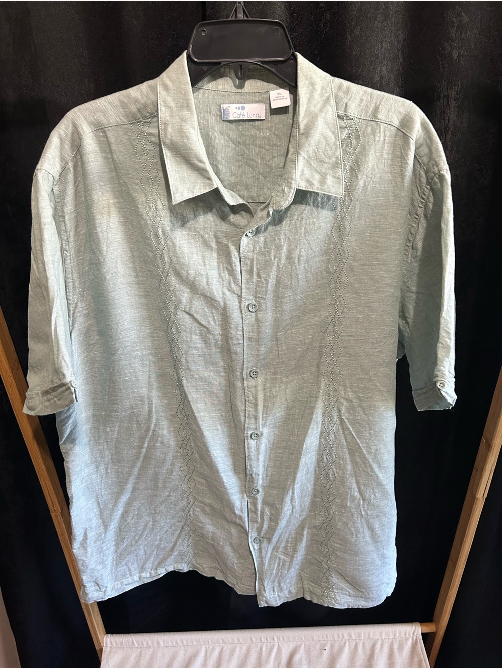 Cafe Luna Sage Green Short-Sleeve Button-Down Shirt